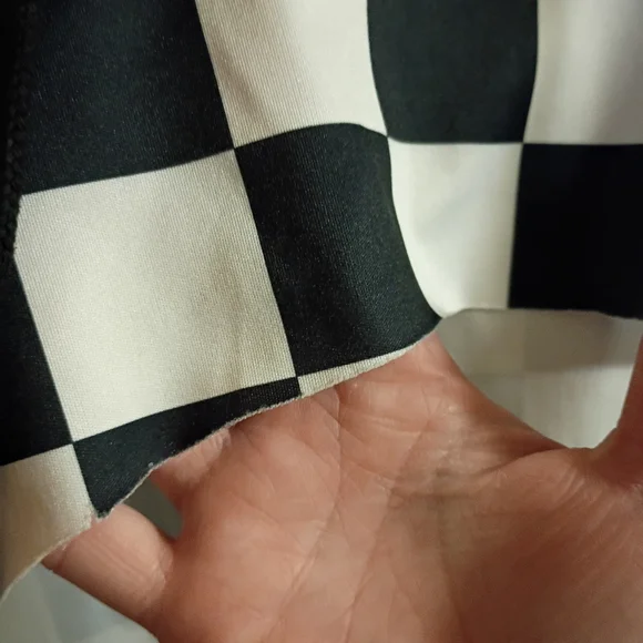 2/$10 Checkered Black and White Cropped Hoodie Size Medium - Picture 3 of 9